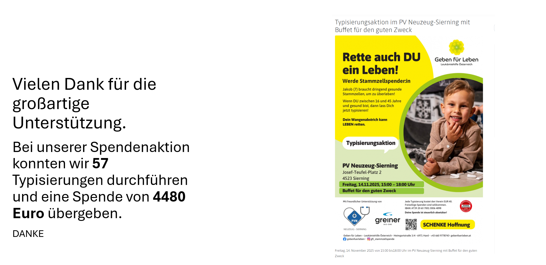 Ergebnis Stammzellentypisierungsaktion 