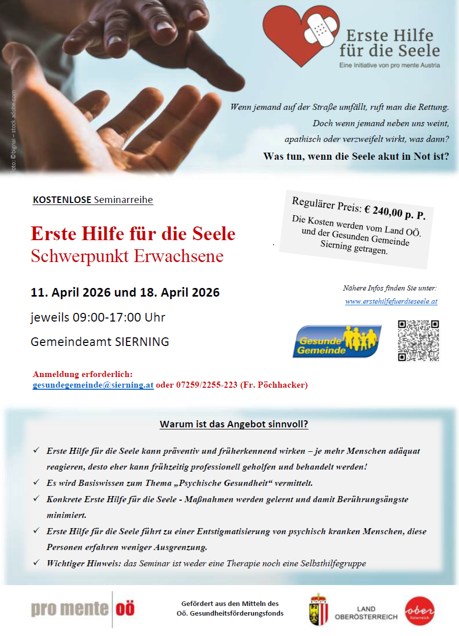 Erste Hilfe Kurs für die Seele